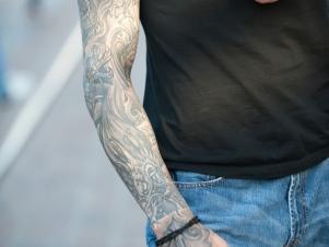 Justin Balmes At Farmers Market Shows Tattoos