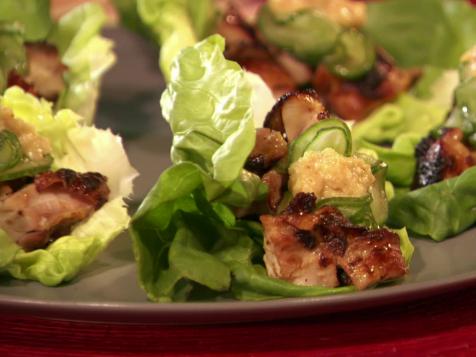 Grilled Chicken Lettuce Wraps with Sesame Miso Sauce