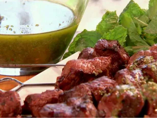 Minted Lamb Kabobs Recipe | The Neelys | Food Network