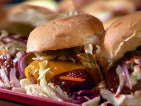 Brooklyn Chili Burgers with Smoky Barbecue Sauce with Oil and Vinegar Slaw