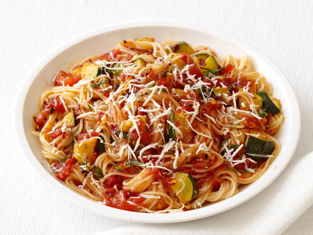 Capellini With Spicy Zucchini-Tomato Sauce Recipe | Food Network Kitchen |  Food Network