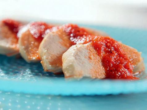 Poached Chicken Breast with Roasted Pepper Sauce