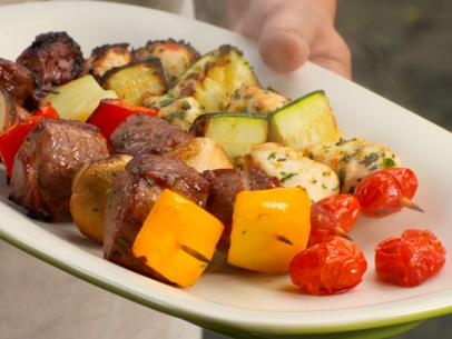 Skewered Beef on Noodle Nests Recipe