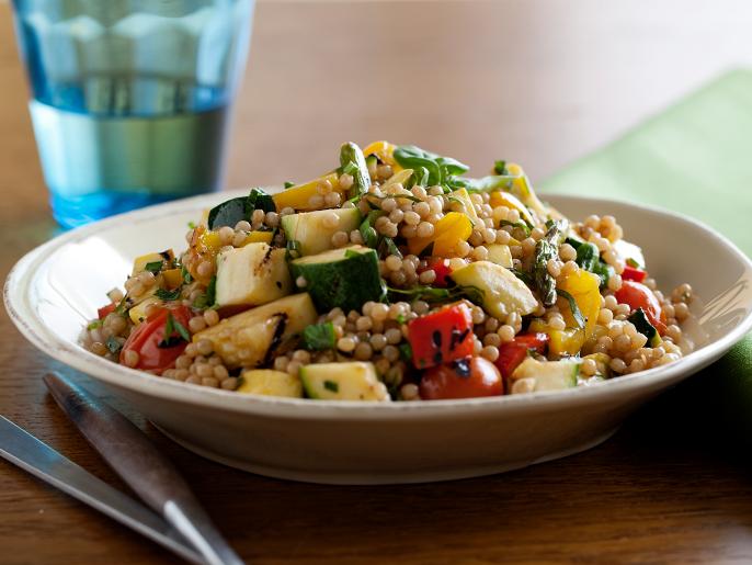 Toasted Israeli Couscous Salad with Grilled Summer Vegetables Recipe
