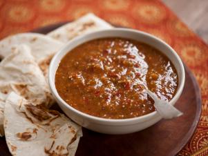 Salsa Roja made with Red Chile Tomatillo