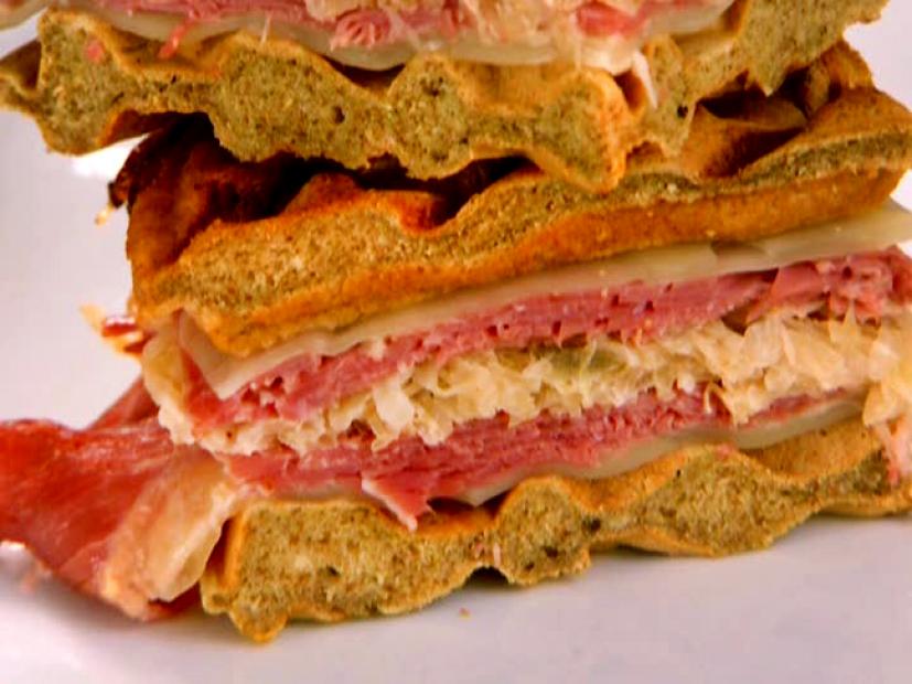 Pressed Reuben Waffle Sandwich Recipe | Aaron McCargo Jr. | Food Network