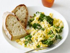 Get Food Network's easy recipe for Scrambled Eggs with Ricotta and Broccolini, a quick-fix meal ideal for Meatless Monday.