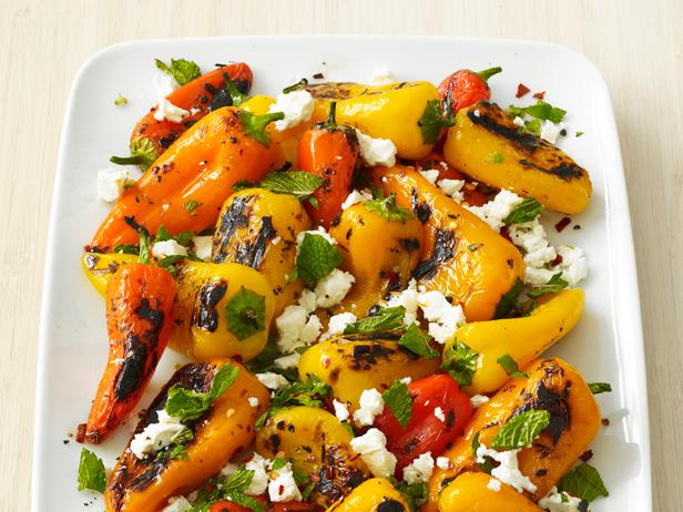baby bell peppers with feta and  mint