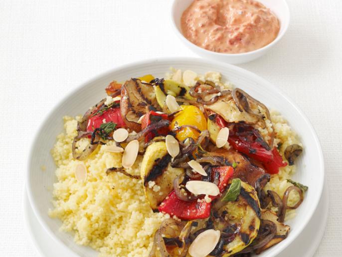 Grilled Vegetables With Couscous and Yogurt Sauce Recipe Food Network