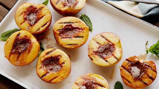 Grilled Peaches with Cinnamon Sugar Butter Recipe, Bobby Flay