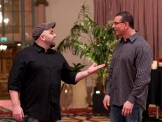 FNS7 Episode 3 Guest Judges Duff Goldman and Robert Irvine checking in on finalists serving in the ballroom for "Dueling Desserts" Star Challenge at the Biltmore.