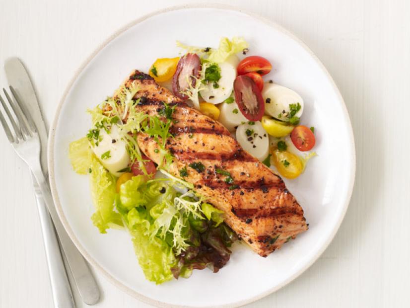 Spiced Grilled Salmon with Hearts of Palm Salad Recipe | Food Network ...