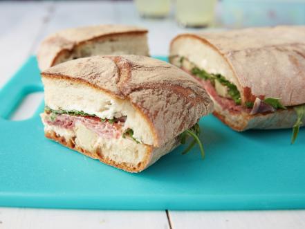 Pressed Picnic Sandwich with Roasted Red Pepper and Pepperoncini Spread ...