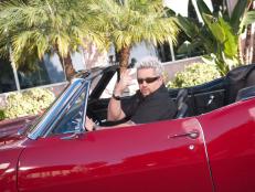 FNS7 Episode 5 Guest Host/Judge Guy Fieri arriving in Camero for Mel's Drive-In Camera Challenge.