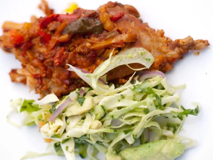 FNS7 Episode 5 Finalist Susie Jimenez's "Spiced Pork Ribs with a Tangy Slaw" dish beauty for MGD Star Challenge.