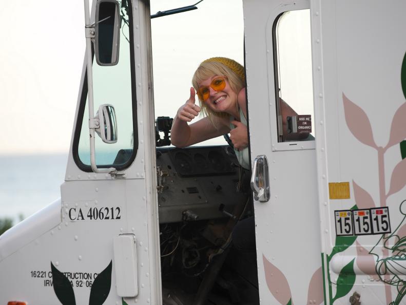 Nicole Daddona in Team Seabirds's truck, as seen on Food Network's The Great Food Truck Race, Season 2.