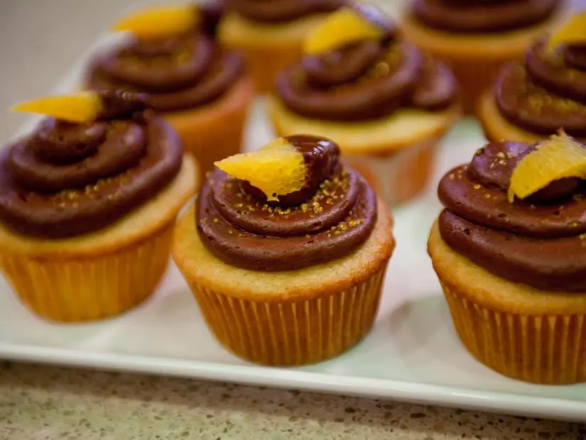 FNS7 Episode 8 Contestant Jyll Everman's "Chocolate Gran Marnier Cupcake" beauty for "You in a Cupcake" Camera Challenge.  Ingredients:  White cake with orange zest and Gran Marnier.