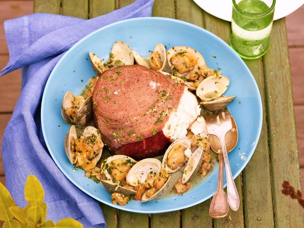 Hot Smoked Swordfish with White Clam-Garlic-Parsley Sauce