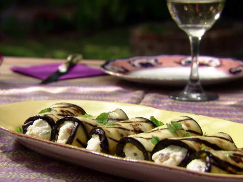 Eggplant Rolls with Ricotta, Walnuts and Mint