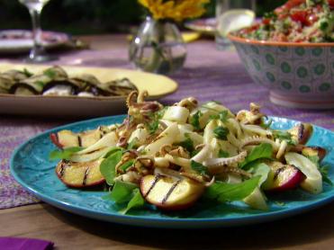 Garlicky Grilled Calamari and Nectarine salad Recipe | Aarti Sequeira ...