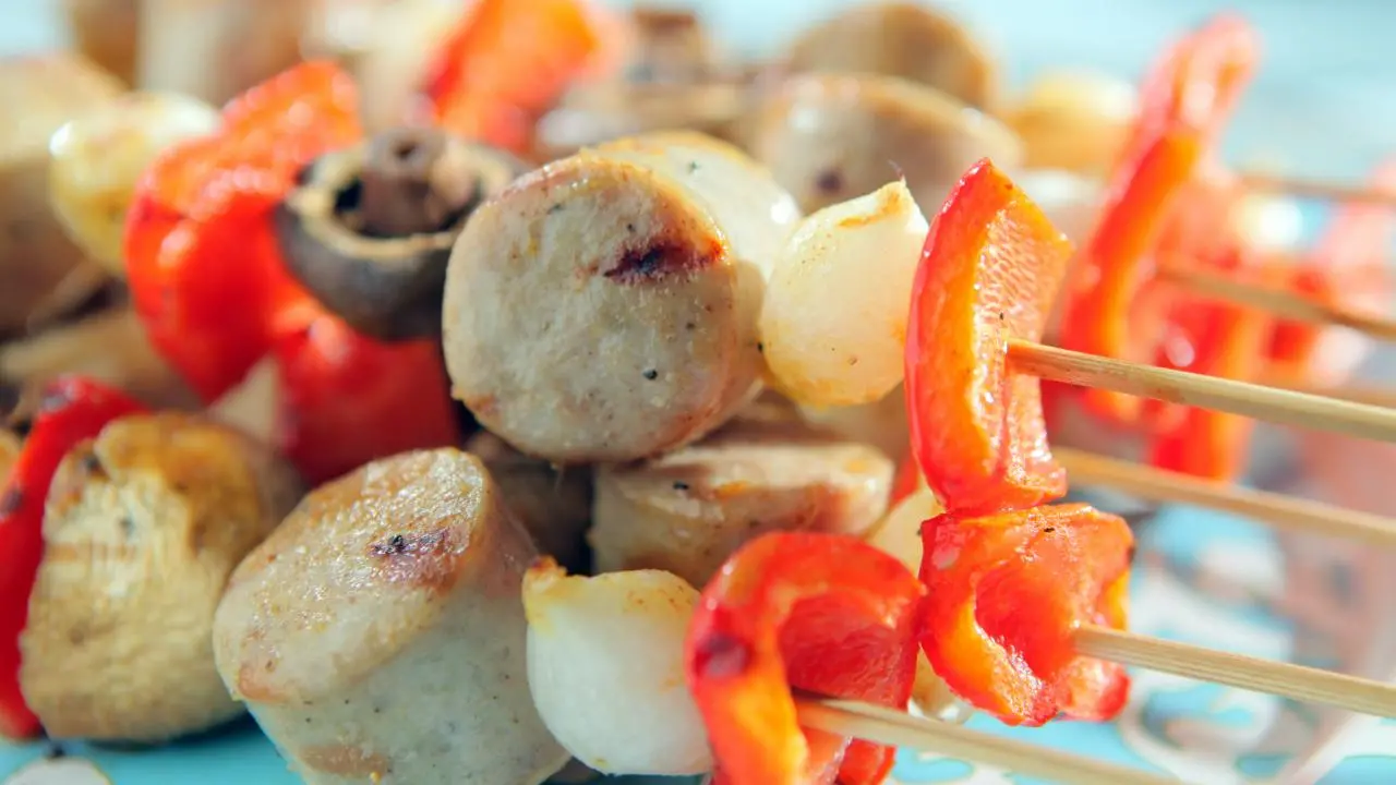 Mustard-Glazed Brat Skewers