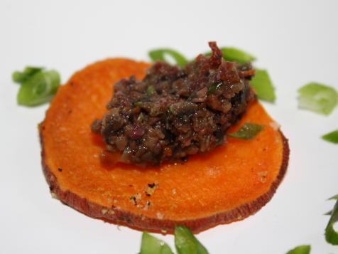 Sweet Potato Chips With Black Olive Tapenade