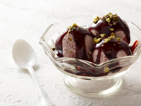 Pistachio Ice Cream with Thyme-Cabernet Caramel