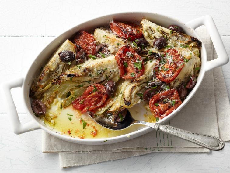 Roasted Fennel with Charred Tomatoes, Olives, and Pecorino Recipe