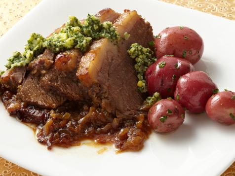 Braised Brisket with Parsley Anchovy Sauce