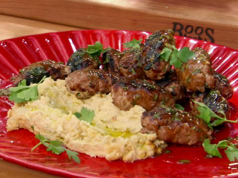 Tuna Kofte with Pomegranate Molasses-Mint Glaze with Crushed Spicy Hummus