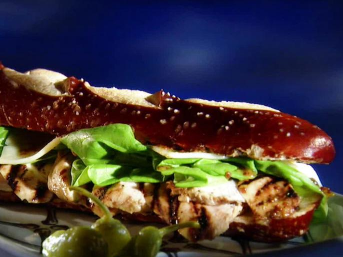 Grilled Chicken Sandwich on Pretzel Baguette with Citrus Mustard Recipe
