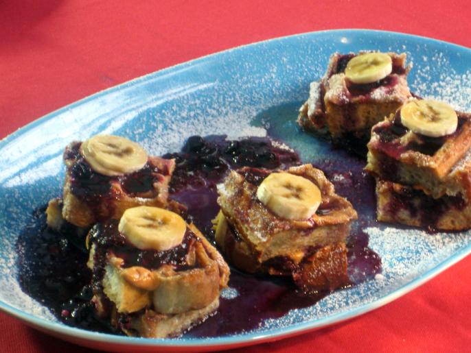 Peanut Butter French Toast Waffles With Mixed Berry Sauce Recipe Bobby Flay Food Network