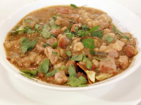 Pork Tenderloin Posole with Bottom of the Bowl Nacho Surprise