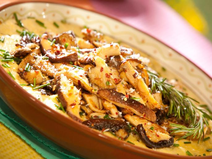 Sauteed Wild Mushrooms over Creamy Cheesy Polenta Recipe Food Network