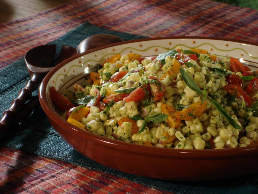 Grilled Corn And Tomato Salad With Thai Basil Vinaigrette Dressing