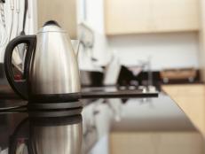 close-up of a tea kettle on a table