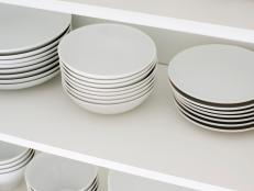 Dishware on shelves