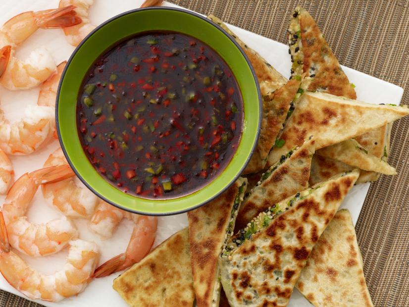 Food Network Sweet and Spicy Asian Dipping Sauce with Sesame Scallion Flatbreads