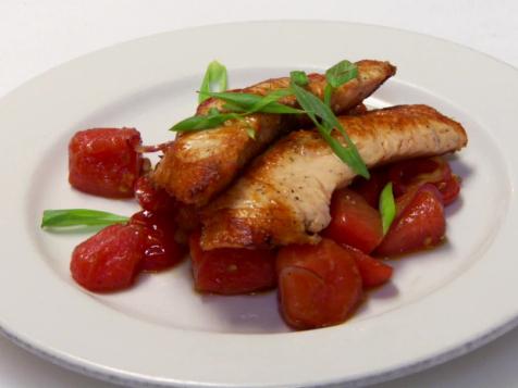 Seared Salmon with Pickled Watermelon Salad