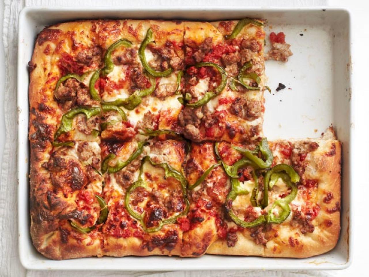Pizza Cousins' Sicilian Pizza with Italian Hot Sausage, Peppers