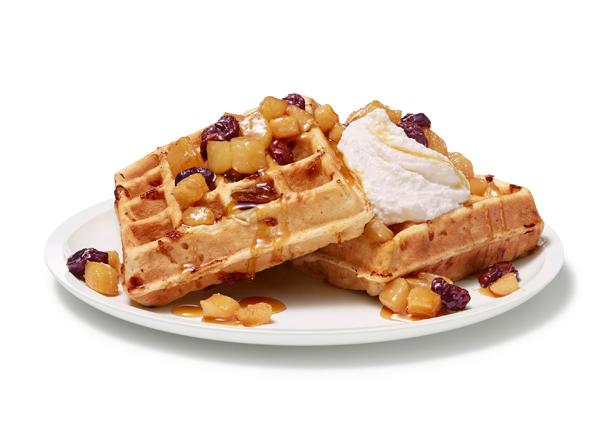 Waffles with Pear-Cherry Compote