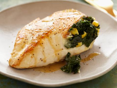 Spicy Kale and Corn Stuffed Chicken Breasts