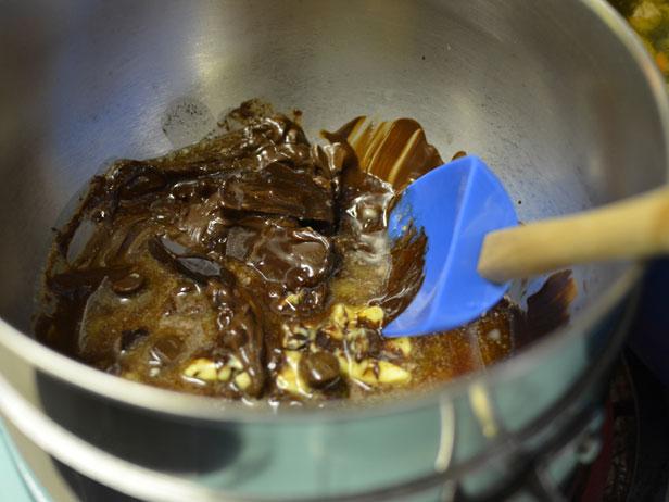 Melting chocolate for Ina's skillet brownies