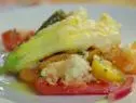 Anne Burrell's ricotta stuffed zucchini blossoms with panzanella.