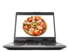 Laptop Computer with a Pizza on its Display