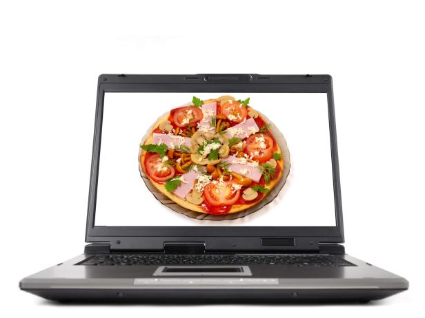 pizza on a computer screen