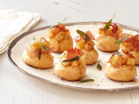 White Cheddar Gougeres, Apple Pulp, Prosciutto and Sage