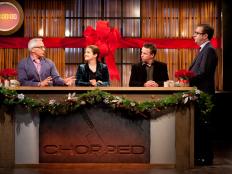 Chopped Season 11 Holdiay Special, Host Ted Allen and Judges: Geoffrey Zakarian, Alex Guarnaschelli and Marc Murphy as seen on Food Network's Chopped Season 11