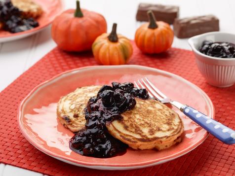Sunny's Candy Bar Pancakes with Scary Blueberry Syrup