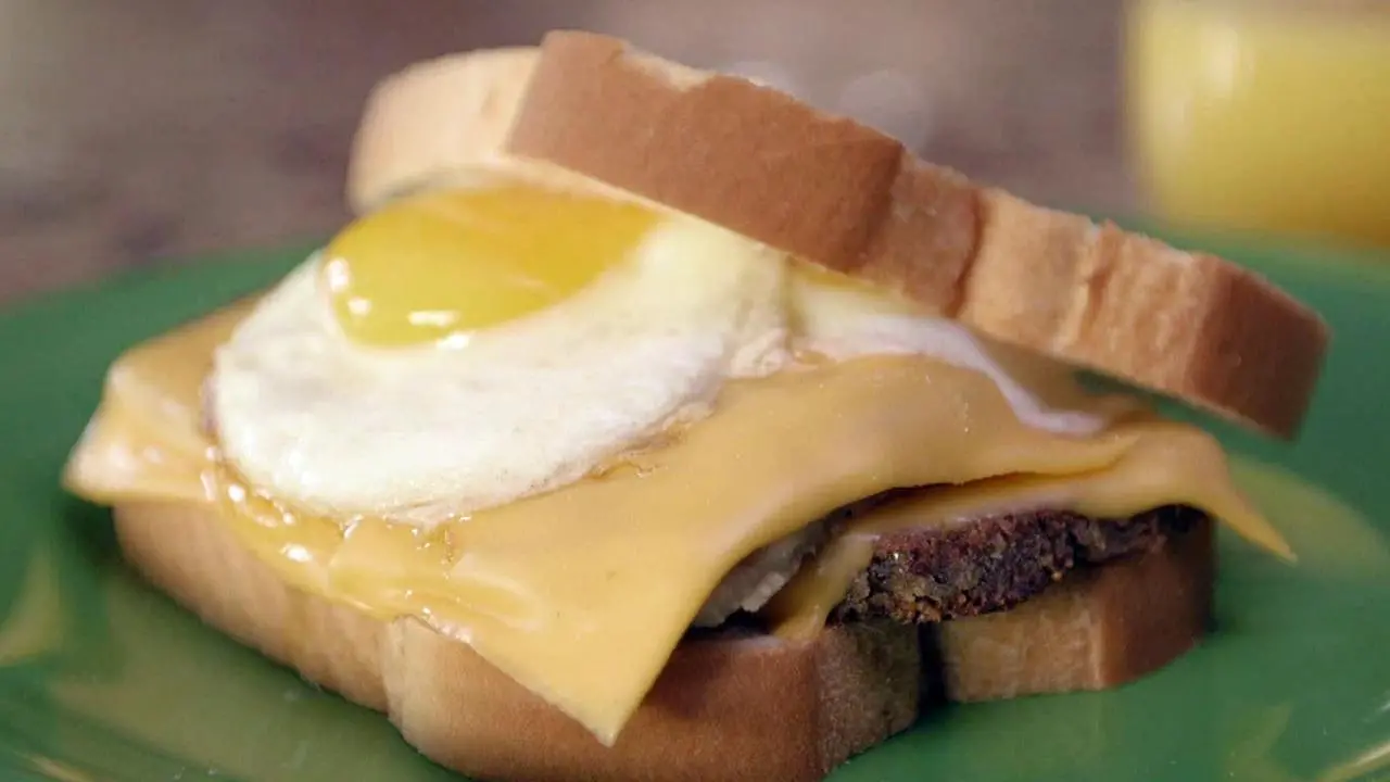 Fried Scrapple Egg Sandwich